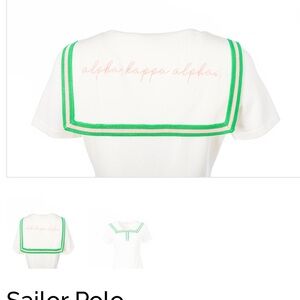 Alpha Kappa Alpha White Sailor Top with Green Trim